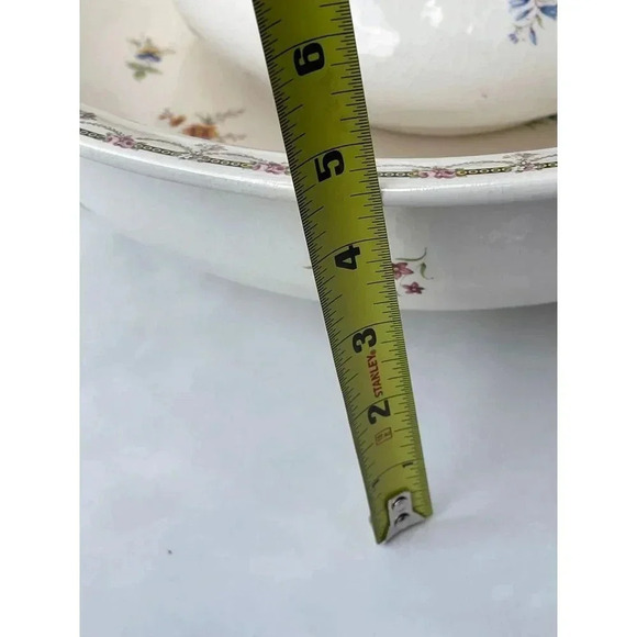 Vintage Ironstone Pitcher and Large Basin Bowl White Pink Flower - Picture 7 of 15